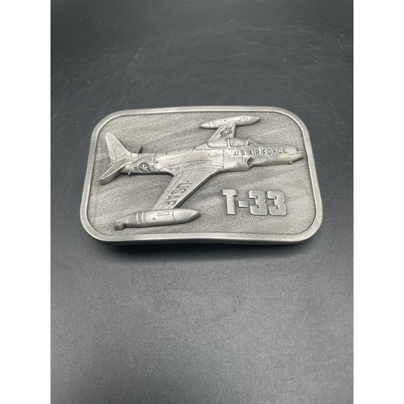 Lockheed T-33 Shooting Star Trainer Aircraft Military Usaf Vintage Belt Buckle
